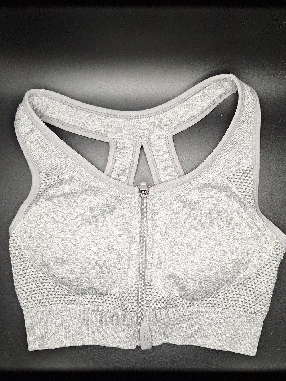 Seamless Delta Gray Front-Ziper Bra